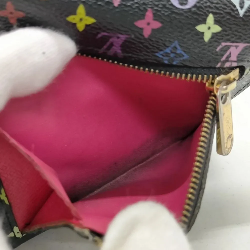 Auth Louis Vuitton Multicolor Monogram Murakami Portefeuille Joey Compact Wallet